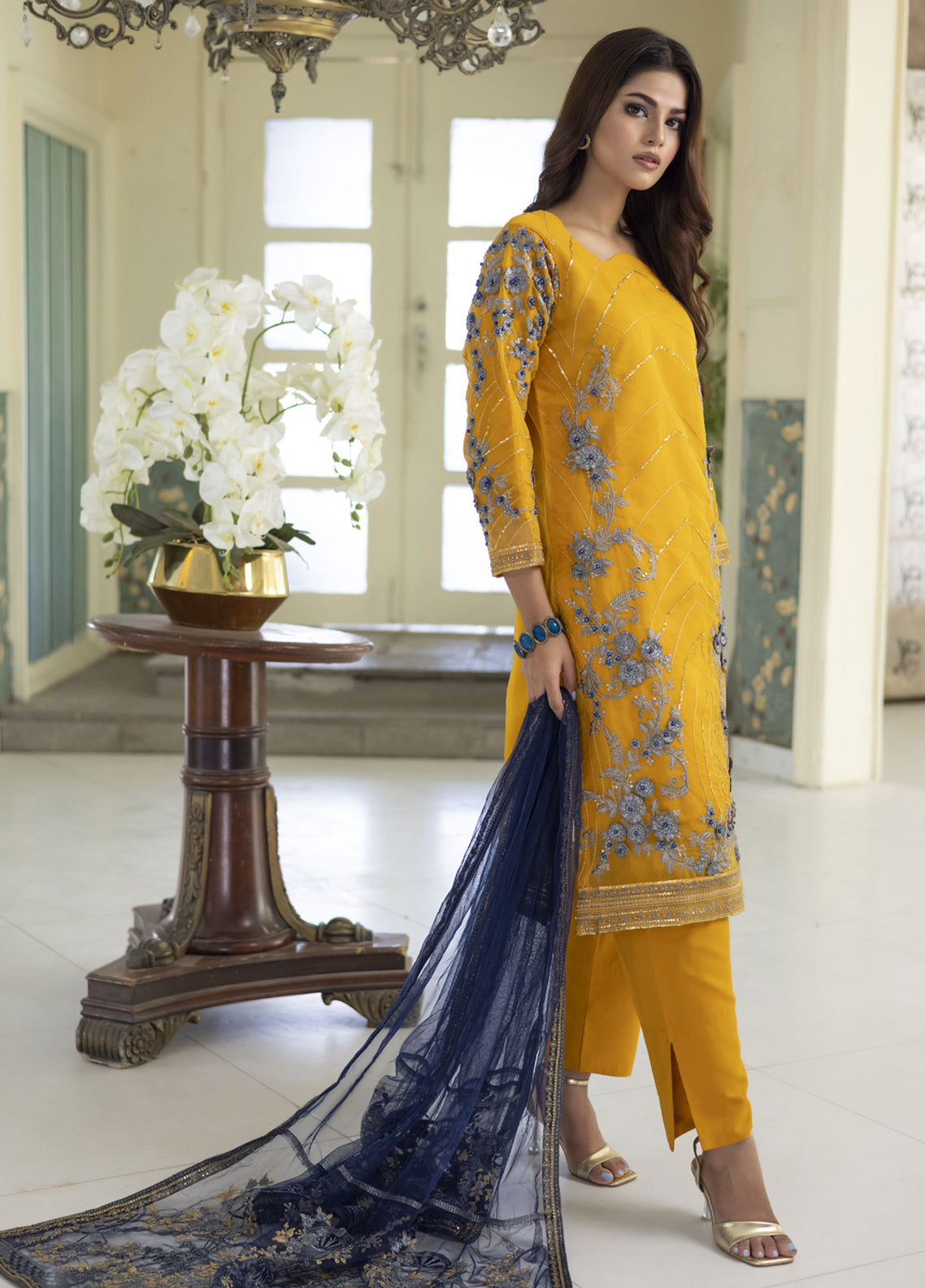 Aashiyan By Polawn Embroidered Stitched 3 Piece Organza Suit PD-23-204 Ready to Wear