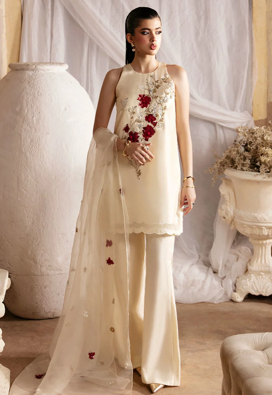Embroidered Silk 3 Piece Unstitched Suit RZ-HU-LUMINA - Party Wear