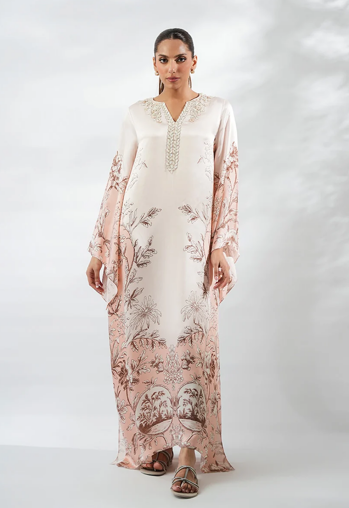 Embroidered Kaftaan Charmeuse Silk 2 Piece Unstitched Suit SMK-MINA - Party Wear