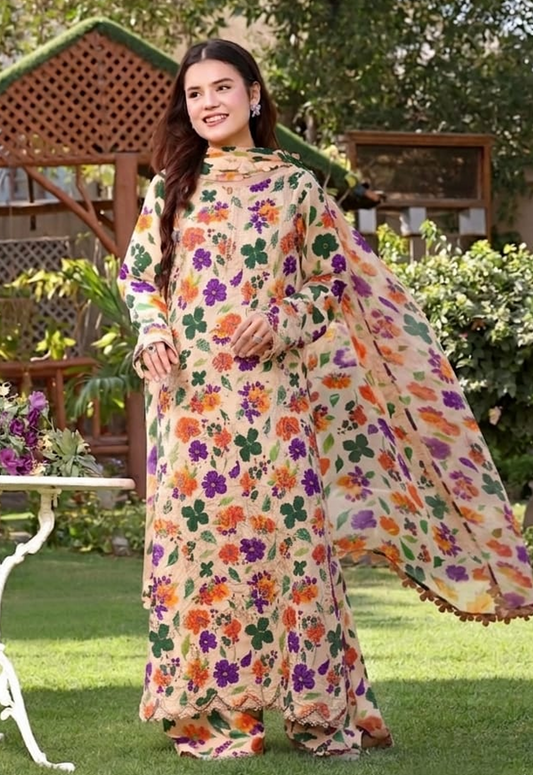 Embroidered Lawn 3 Piece Unstitched Suit ACL-SPR-26-06-B - Summer Collection