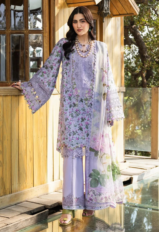 Embroidered Lawn 3 Piece Unstitched Suit EL-WM-ERC-06B-26 - Summer Collection