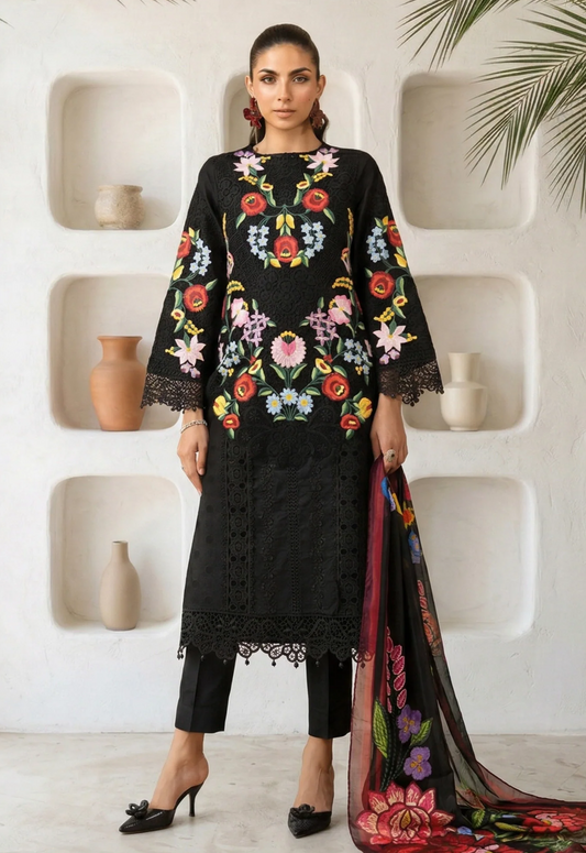 Embroidered Lawn 3 Piece Unstitched Suit MBL-WM-D-2610-B-26 - Summer Collection