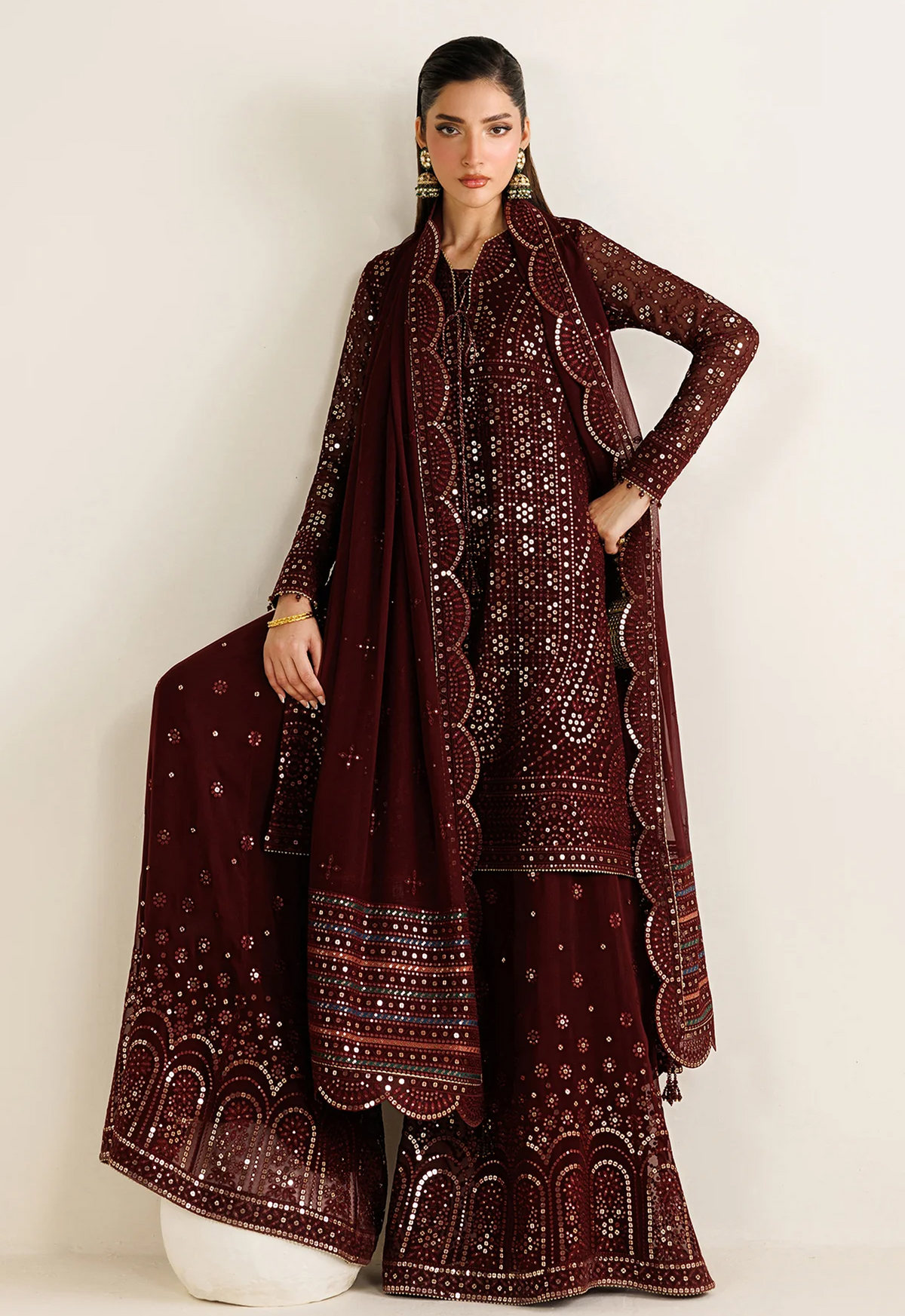 Embroidered Chiffon 3 Piece Unstitched Suit JC-UC-3126 - Party Wear
