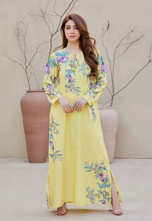 Embroidered Kaftaan Charmeuse Silk 2 Piece Unstitched Suit BYK-KF-095 - Party Wear