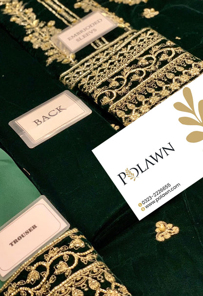 Embroidered Unstitched 3 Piece Velvet Suit ACV-VT-09 - Party Wear