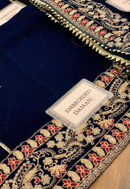 Embroidered Unstitched 3 Piece Velvet Suit ACV-VT-07-A-25 - Party Wear