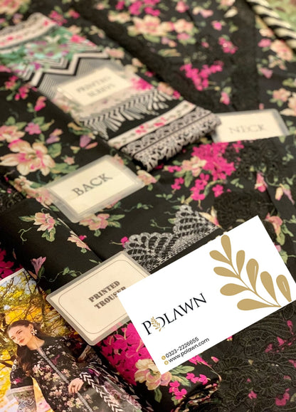 Embroidered Lawn 3 Piece Unstitched Suit EL-05A-BELLEZA-25 - Summer Collection