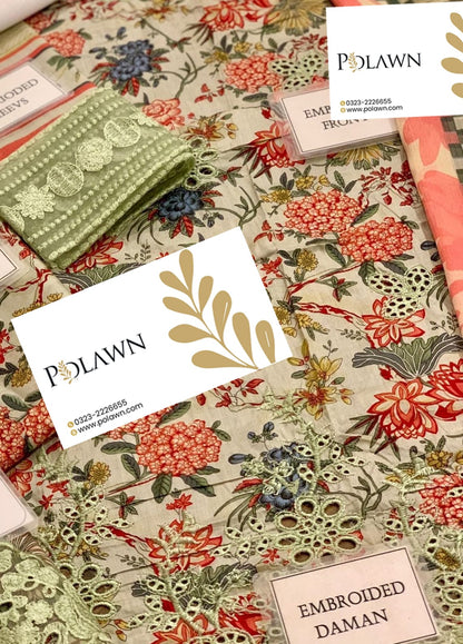 Embroidered Lawn 3 Piece Unstitched Suit EL-01B-GIARDINO-25 - Summer Collection