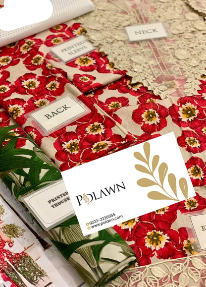 Embroidered Lawn 3 Piece Unstitched Suit MBL-MPT-2606-B-25 - Summer Collection