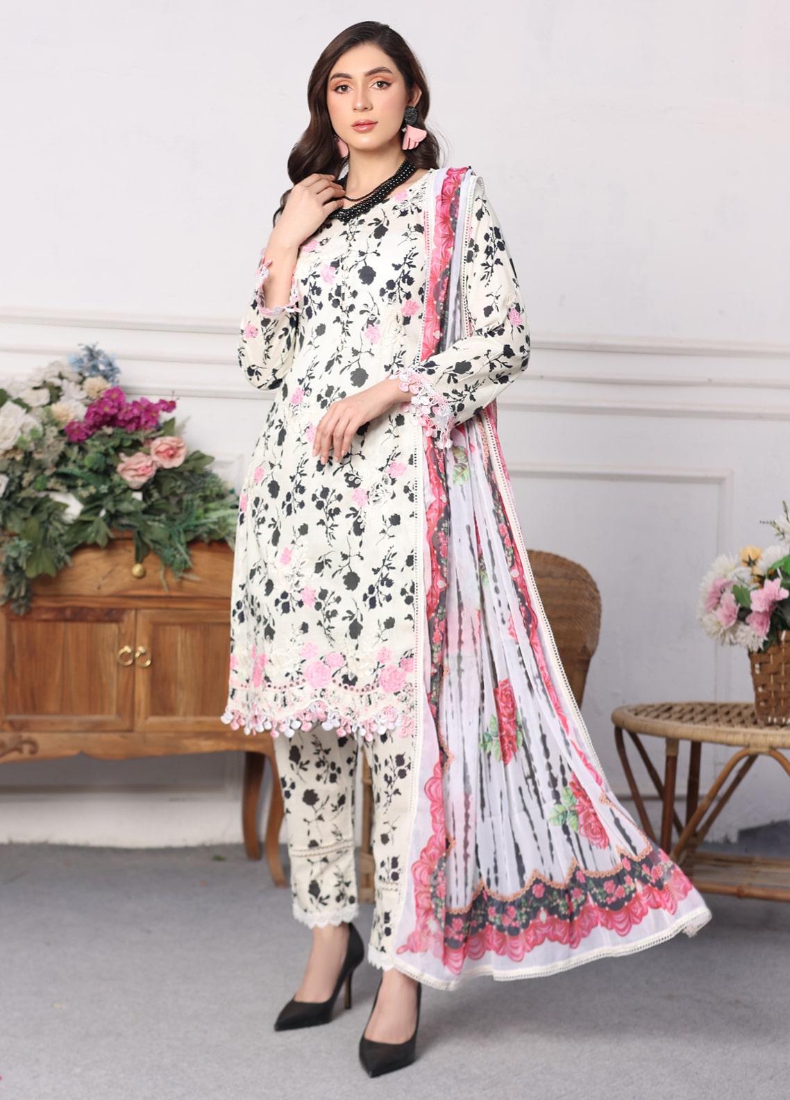 Heer By Polawn Embroidered Stitched 3 Piece Lawn Suit PD-24-103-Ready to Wear