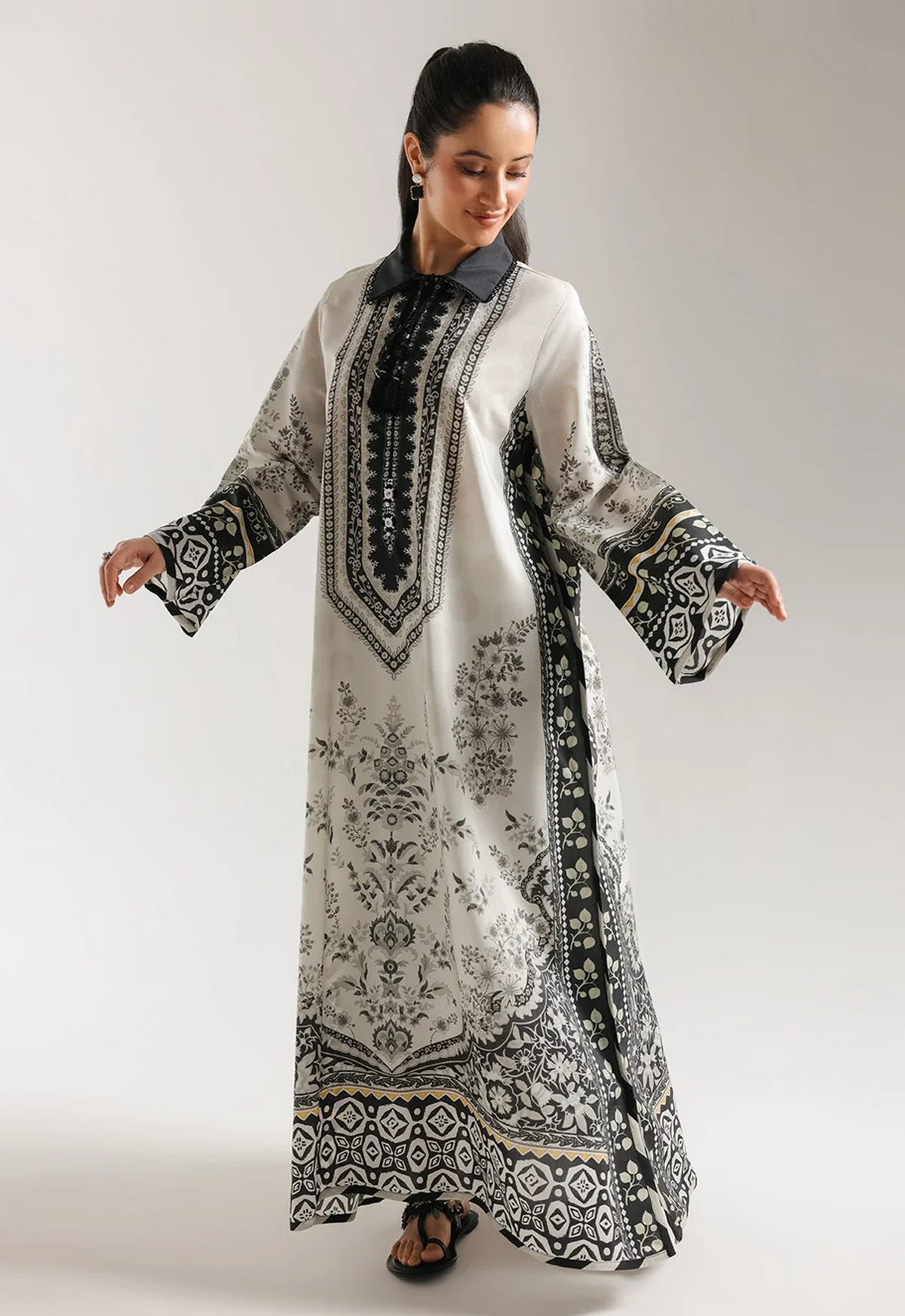 Printed Kaftaan Charmeuse Silk 2 Piece Unstitched Suit EK-E4319/103/817 - Party Wear