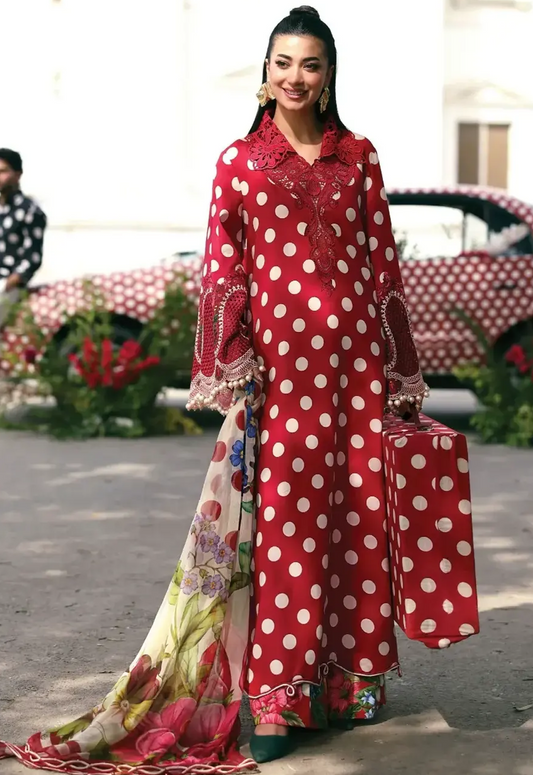 Embroidered Lawn 3 Piece Unstitched Suit MBL-MPT-3008-B-26 - Summer Collection