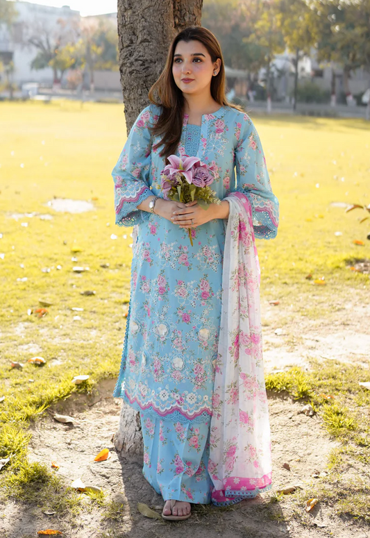 Embroidered Lawn 3 Piece Unstitched Suit ACL-SPR-26-08-A - Summer Collection