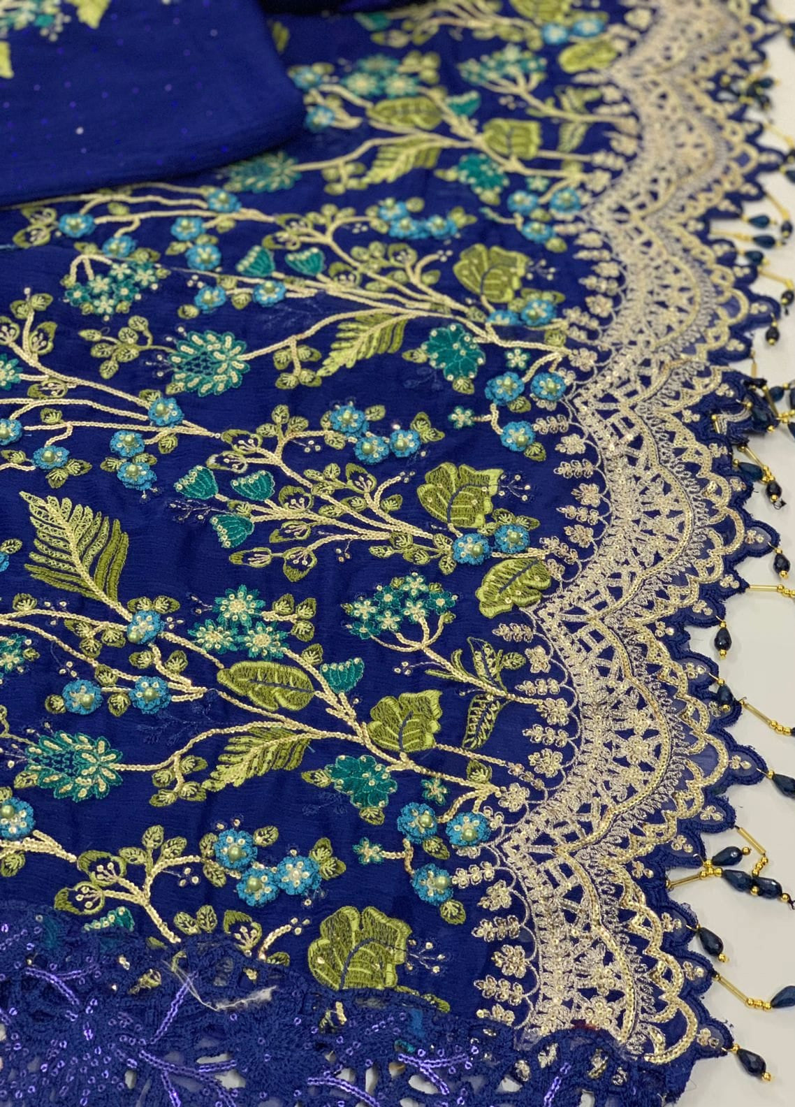 Embroidered Chiffon 3 Piece Unstitched Saree MBC-BD-2704-23-Party Wear