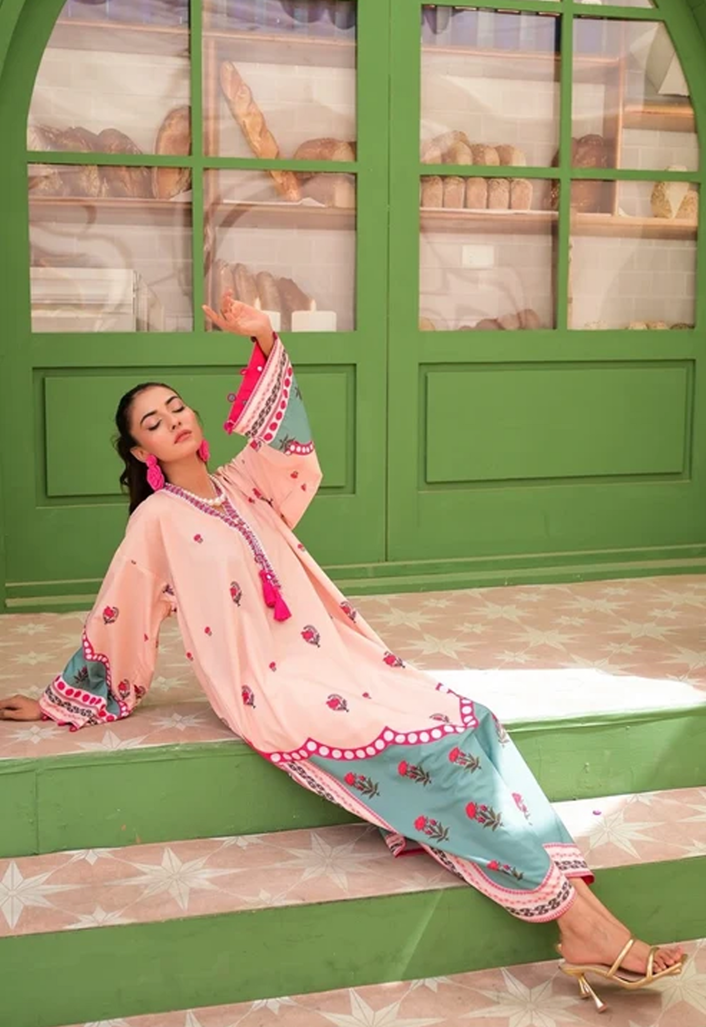 Embroidered  Charmeuse Silk/Kaftan 2 Piece Unstitched Suit MHK-MHCH-155 - Party Wear