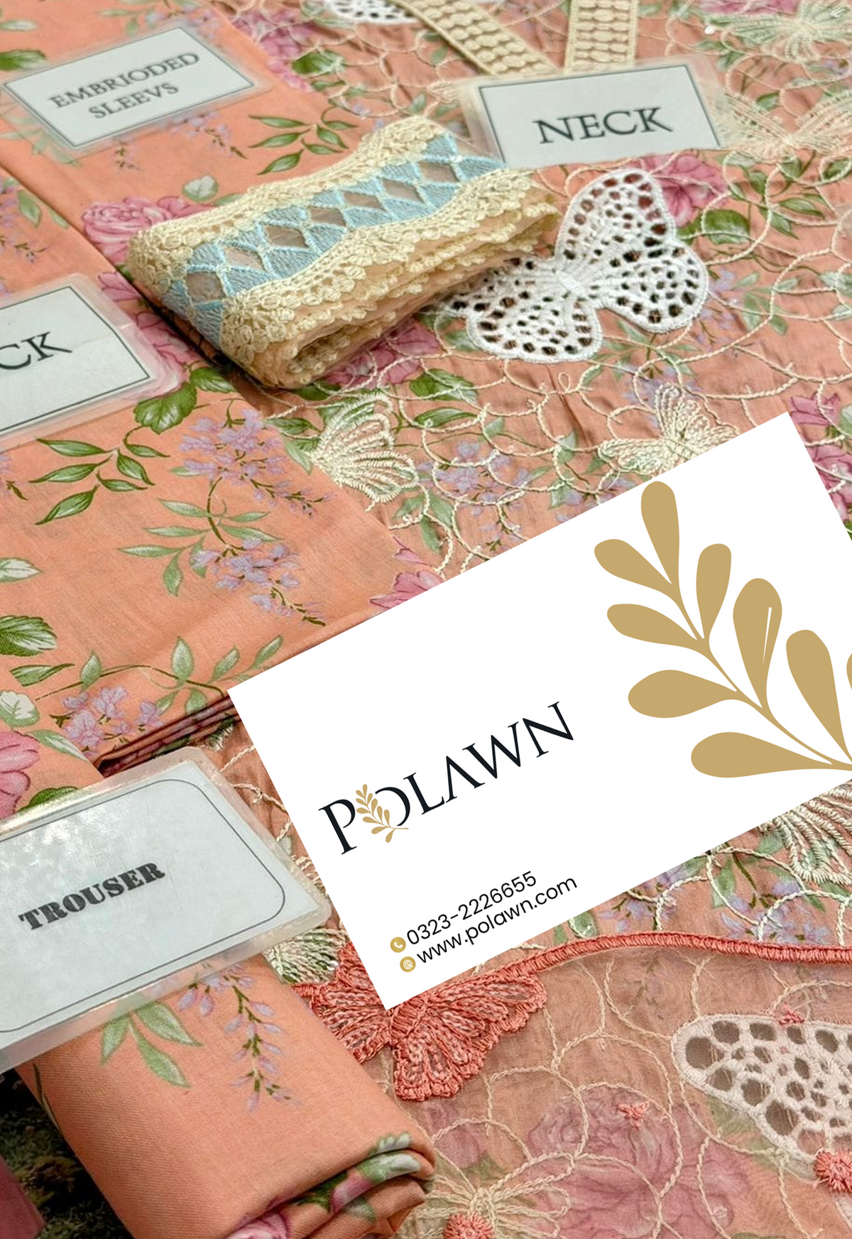 Embroidered Lawn 3 Piece Unstitched Suit PEACH-MBL-MPT-2901-A-26 - Summer Collection