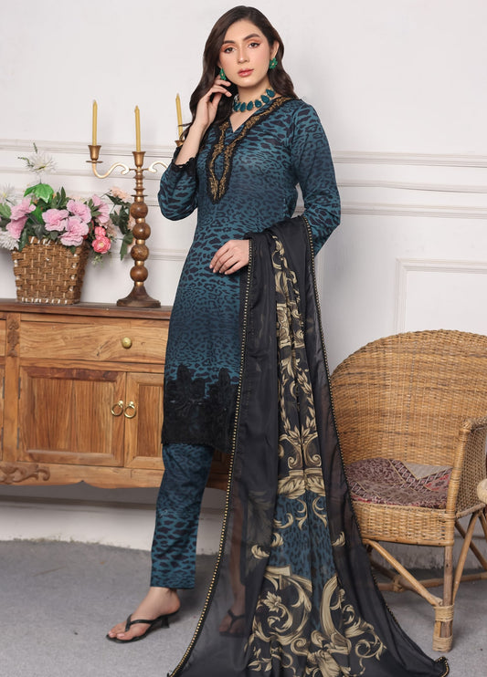 Heer By Polawn Embroidered Stitched 3 Piece Lawn Suit PD-24-104-B- Ready to Wear