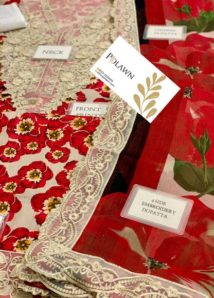 Embroidered Lawn 3 Piece Unstitched Suit MBL-MPT-2606-B-25 - Summer Collection