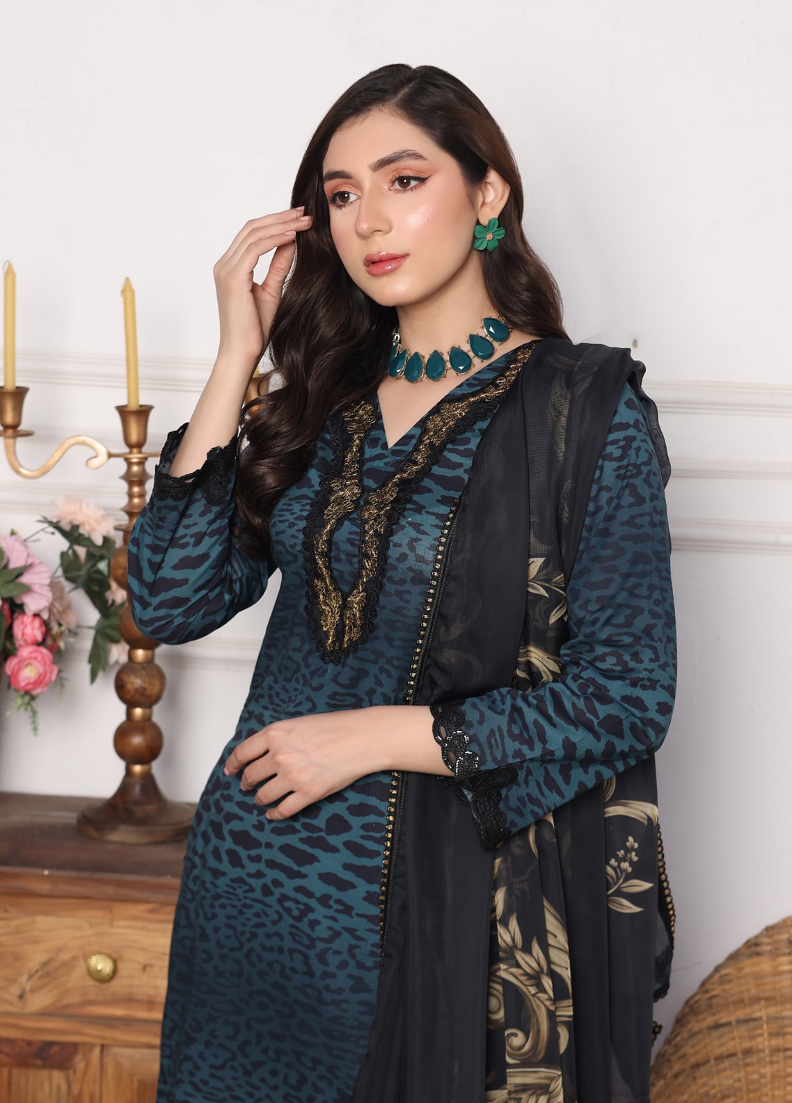 Heer By Polawn Embroidered Stitched 3 Piece Lawn Suit PD-24-104-B- Ready to Wear