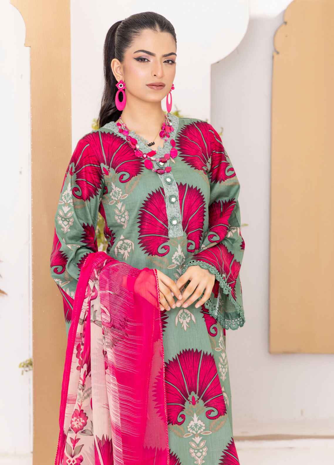 Naina By Polawn Embroidered Stitched 3 Piece Lawn Suit PD-24-601-A-Ready to Wear