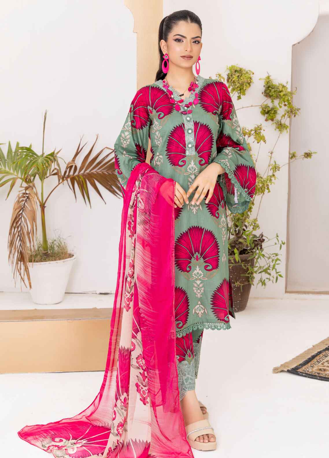 Naina By Polawn Embroidered Stitched 3 Piece Lawn Suit PD-24-601-A-Ready to Wear