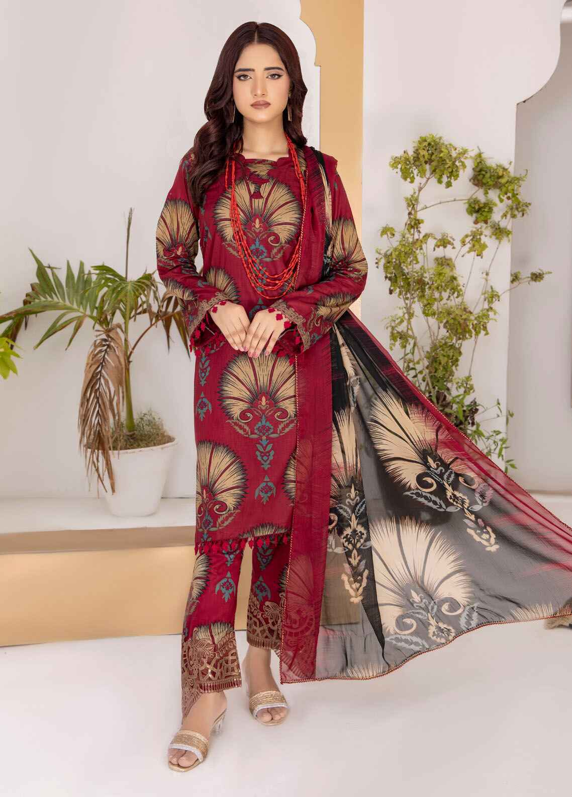 Naina By Polawn Embroidered Stitched 3 Piece Lawn Suit PD-24-601-B-Ready to Wear