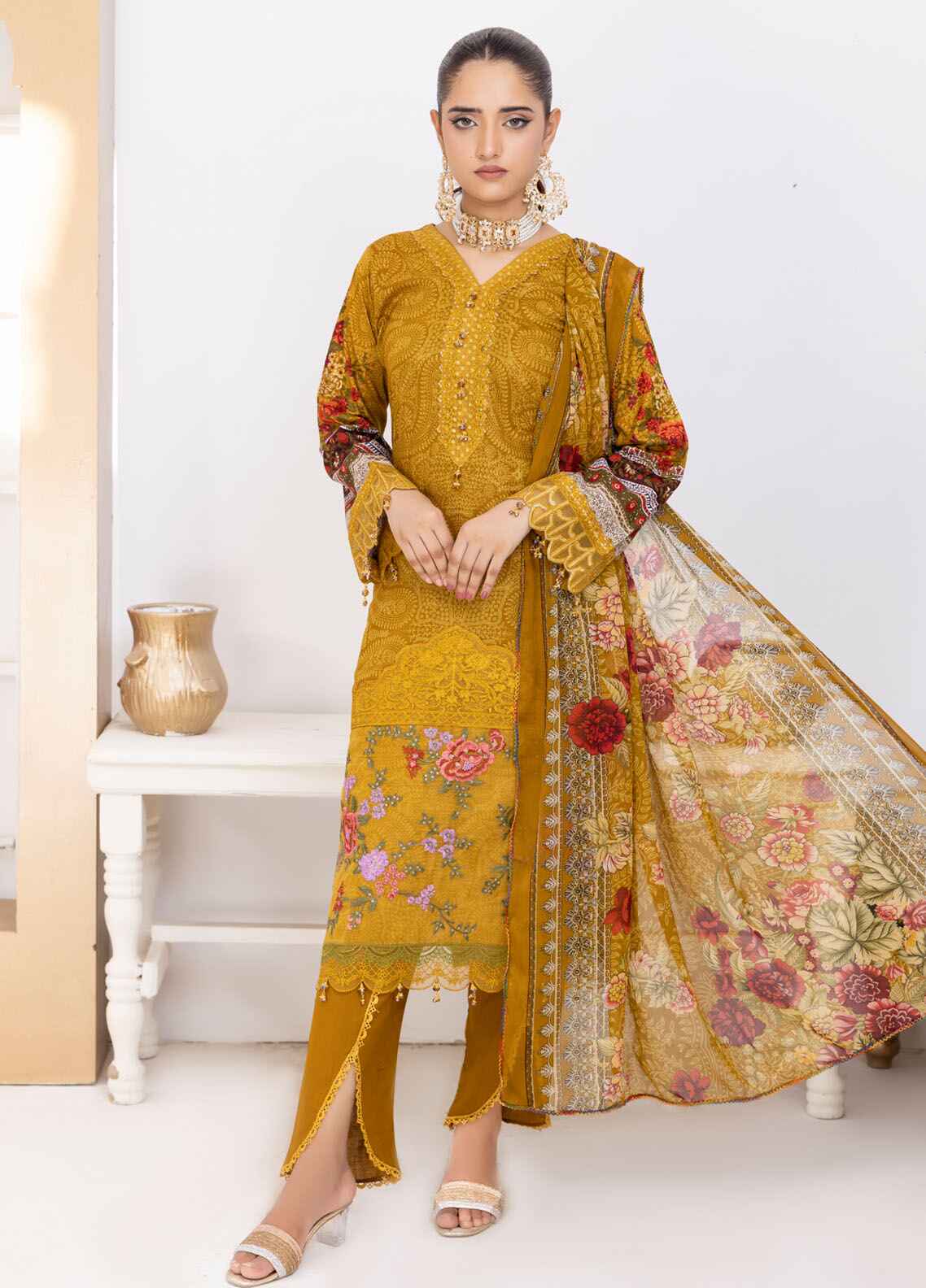 Naina By Polawn Embroidered Stitched 3 Piece Lawn Suit PD-24-602-A-Ready to Wear