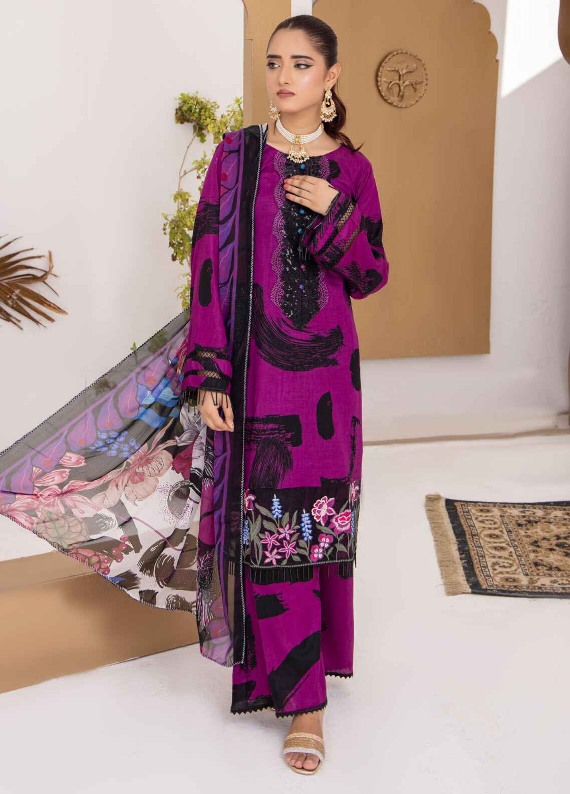 Naina By Polawn Embroidered Stitched 3 Piece Lawn Suit PD-24-604-B-Ready to Wear