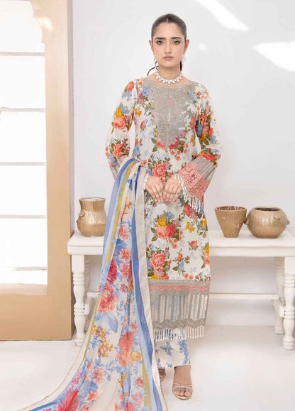 Naina By Polawn Embroidered Stitched 3 Piece Lawn Suit PD-24-605-A-Ready to Wear