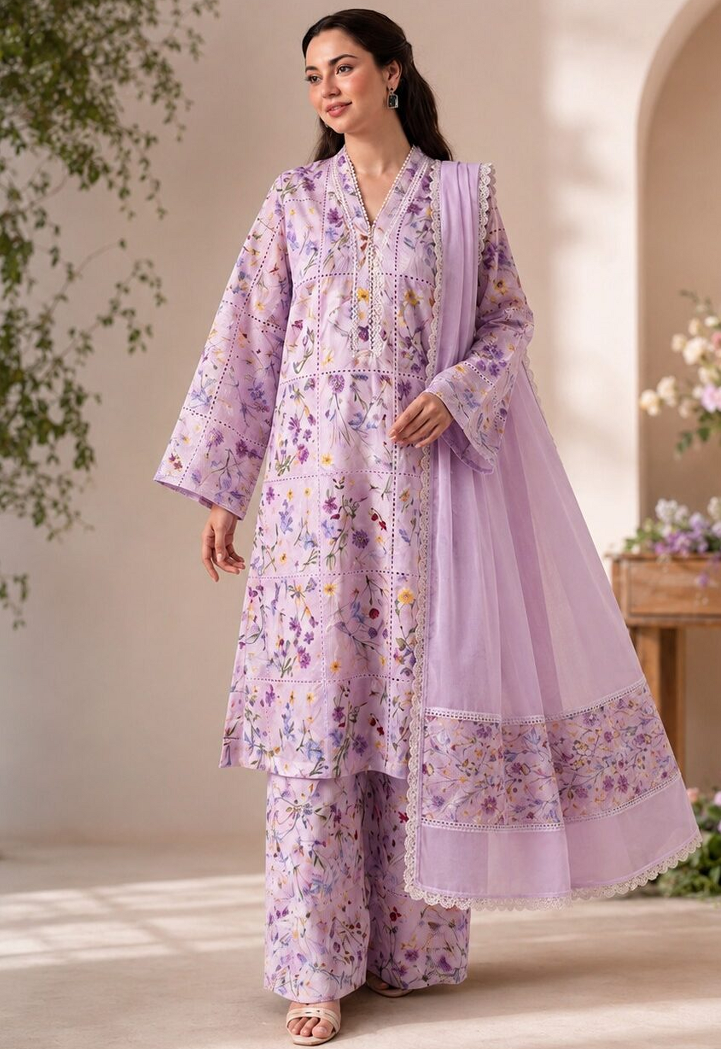 Embroidered Lawn 3 Piece Unstitched Suit CL-HU-102 - Summer Collection