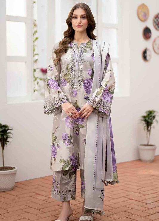 Printed Lawn 3 Piece Unstitched Suit  BL-UF-531 - Party Wear