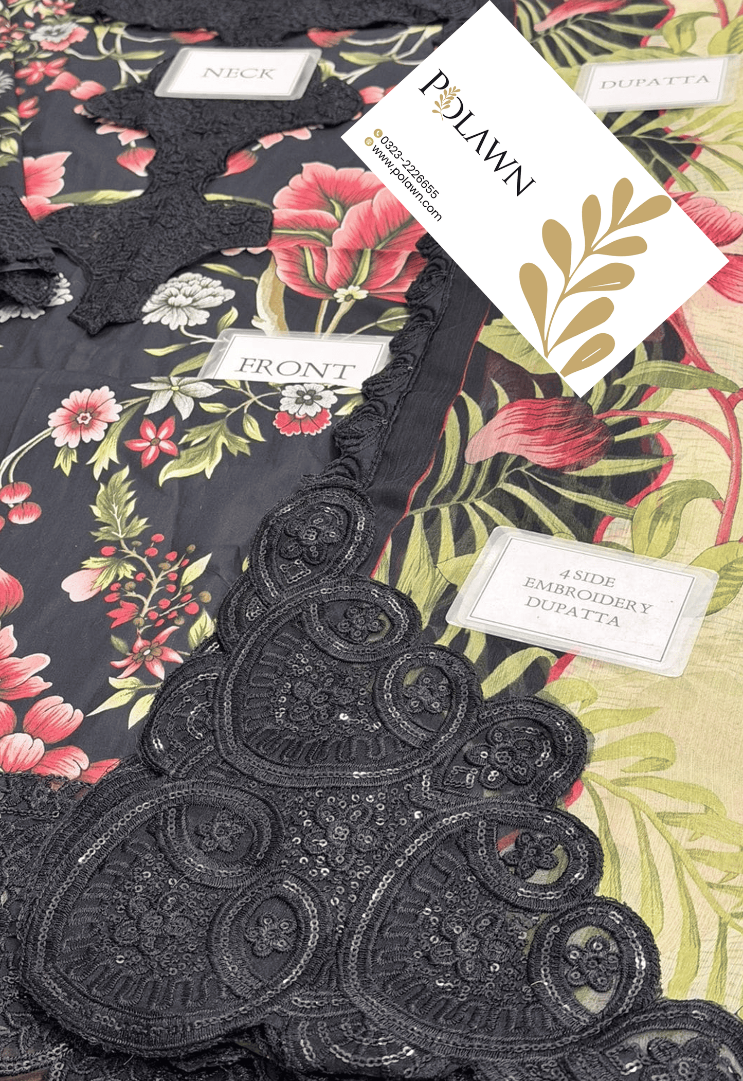 Embroidered Lawn 3 Piece Unstitched Suit MBL-MPT-2709-B-25 - Summer Collection