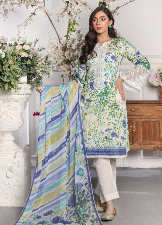 Heer By Polawn Embroidered Stitched 3 Piece Lawn Suit PD-24-105-Ready to Wear