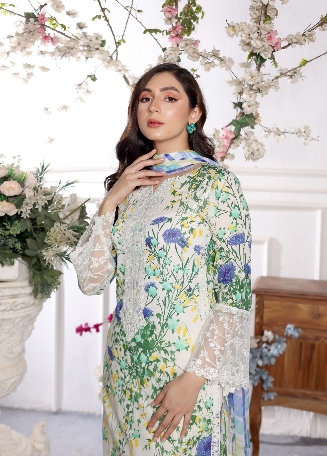 Heer By Polawn Embroidered Stitched 3 Piece Lawn Suit PD-24-105-Ready to Wear