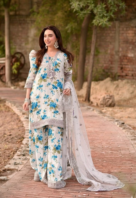 Embroidered Lawn 3 Piece Unstitched Suit ACL-EID-01-B - Summer Collection