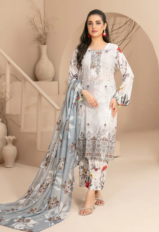 Embroidered Lawn 3 Piece Unstitched Suit TFL-WM-D-3295-LIQA - Summer Collection