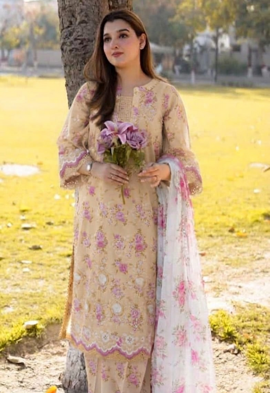 Embroidered Lawn 3 Piece Unstitched Suit ACL-SPR-26-08-B - Summer Collection