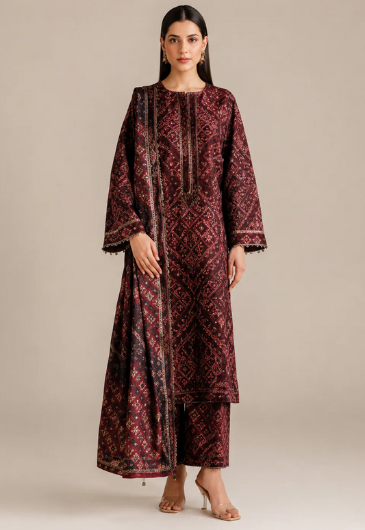 Embroidered Lawn 3 Piece Unstitched Suit JL-WM-UR-7079 - Summer Collection