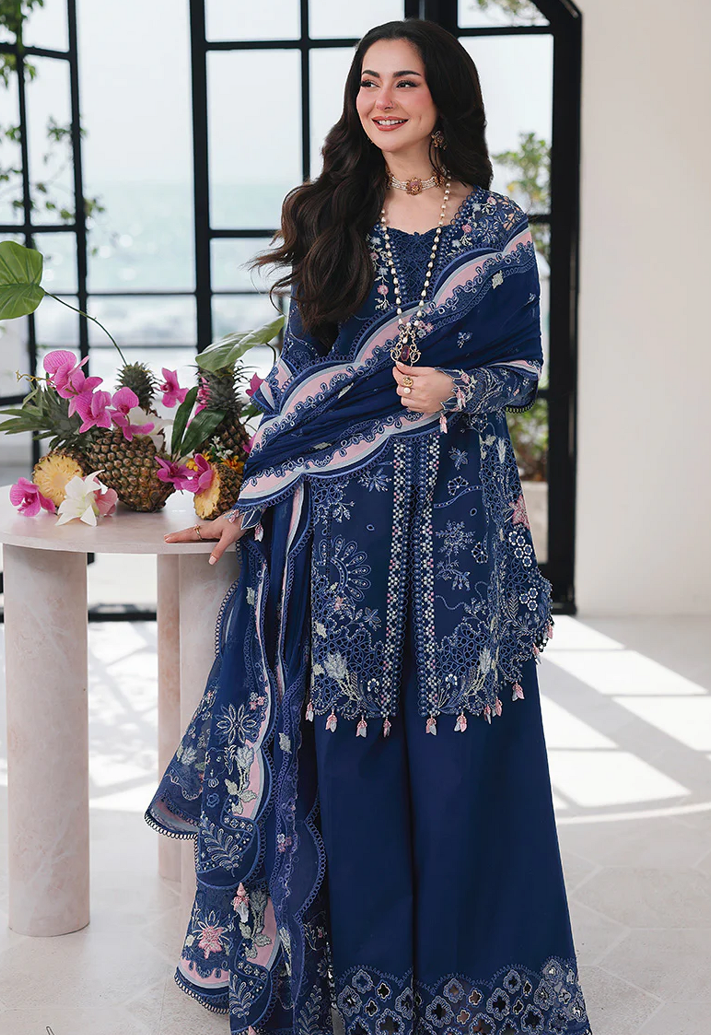 Embroidered Lawn 3 Piece Unstitched Suit QL-HU-SA-16-ESMA-25 - Summer Collection