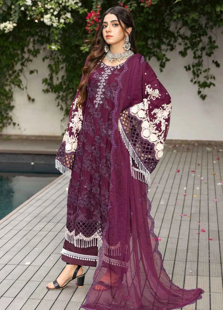 Embroidered Chiffon 3 Piece Unstitched Suit MBC-BD-602 - Party Wear