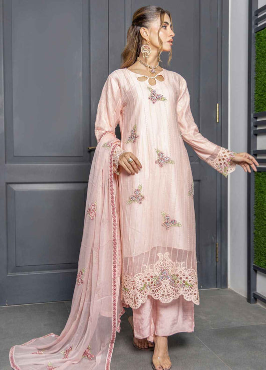 Mehru By Polawn Embroidered Stitched 3 Piece Chiffon Suit PD-24-803-Ready to Wear