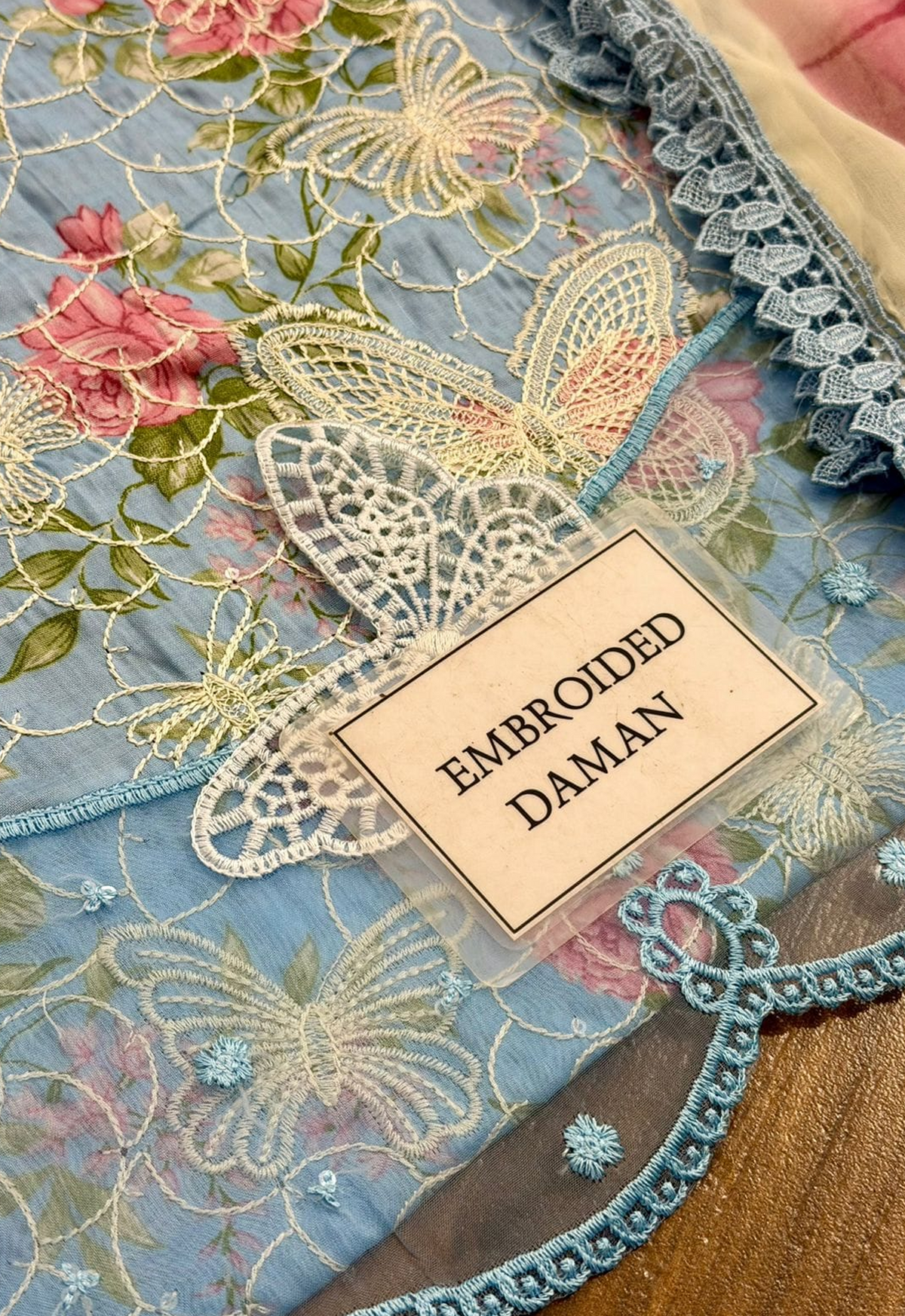 Embroidered Lawn 3 Piece Unstitched Suit SKY BLUE-MBL-MPT-2901-A-26 - Summer Collection