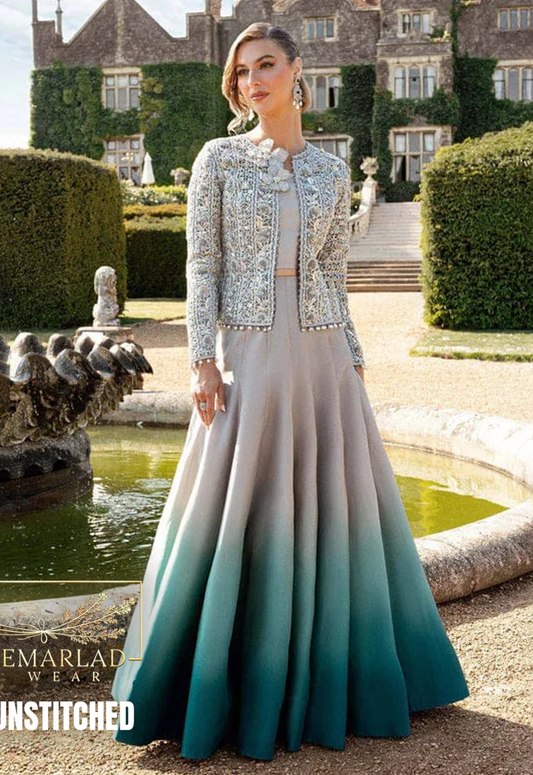 Embroidered Organza 3 Piece Semi Stitched Suit MBC-Delyra-B-25 - Party Wear