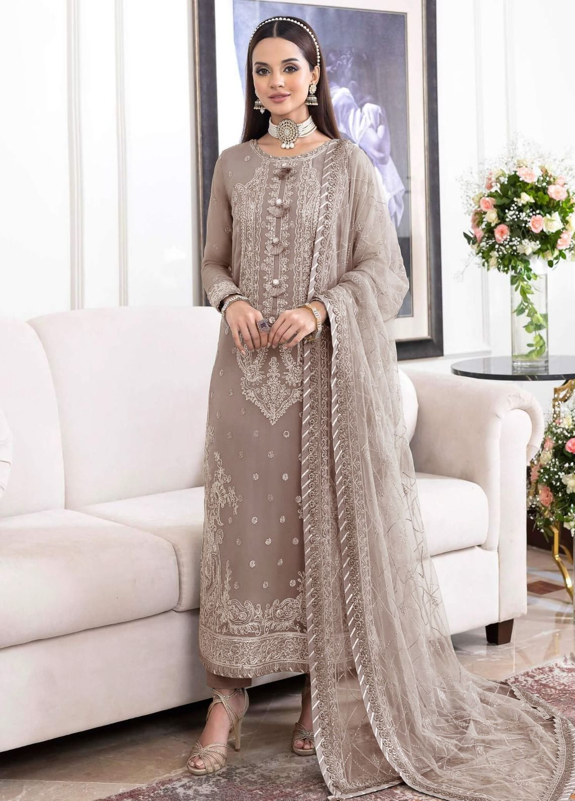 Embroidered Chiffon 3 Piece Unstitched Suit AJJMC-D20-23 -Party Wear