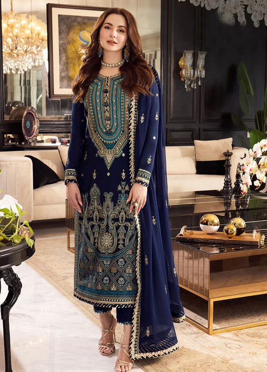 Embroidered Chiffon 3 Piece Unstitched Suit AJRNC-D10- 23-Party Wear