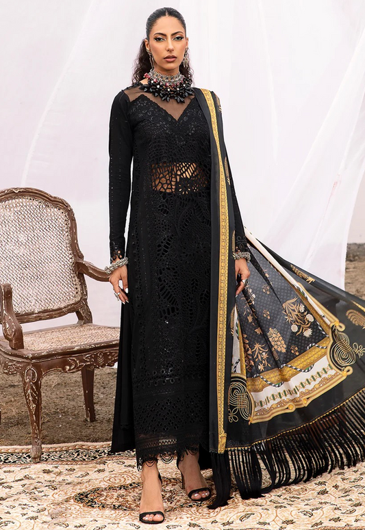 Embroidered Lawn 3 Piece Unstitched Suit MAROON-BIL-HU-714-B - Summer Collection