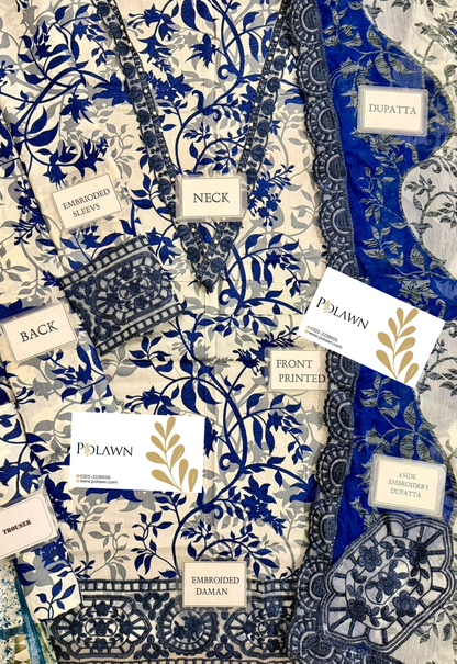 Embroidered Lawn 3 Piece Unstitched Suit RL-CHR9260-A - Summer Collection
