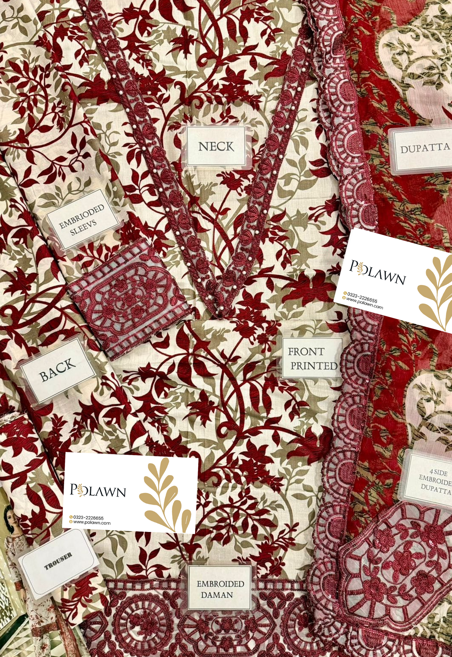 Embroidered Lawn 3 Piece Unstitched Suit RL-CHR9260-B - Summer Collection