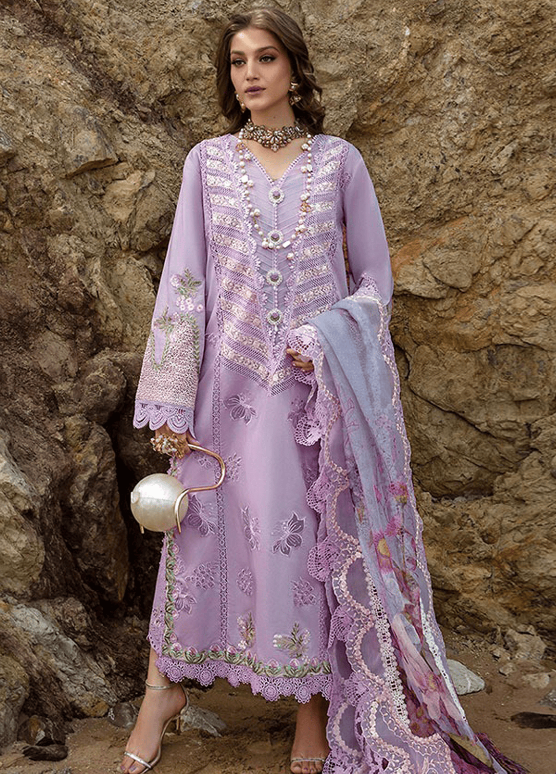 Embroidered Lawn 3 Piece Unstitched Suit CSSL-Lillie de Jong - Amethyst-24 - Summer Collection