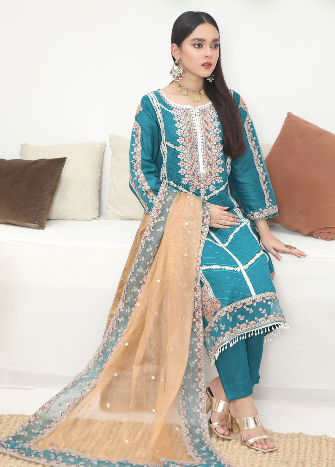 Embroidered Stitched 3 Piece Lawn Suit Design 101-Ready to Wear